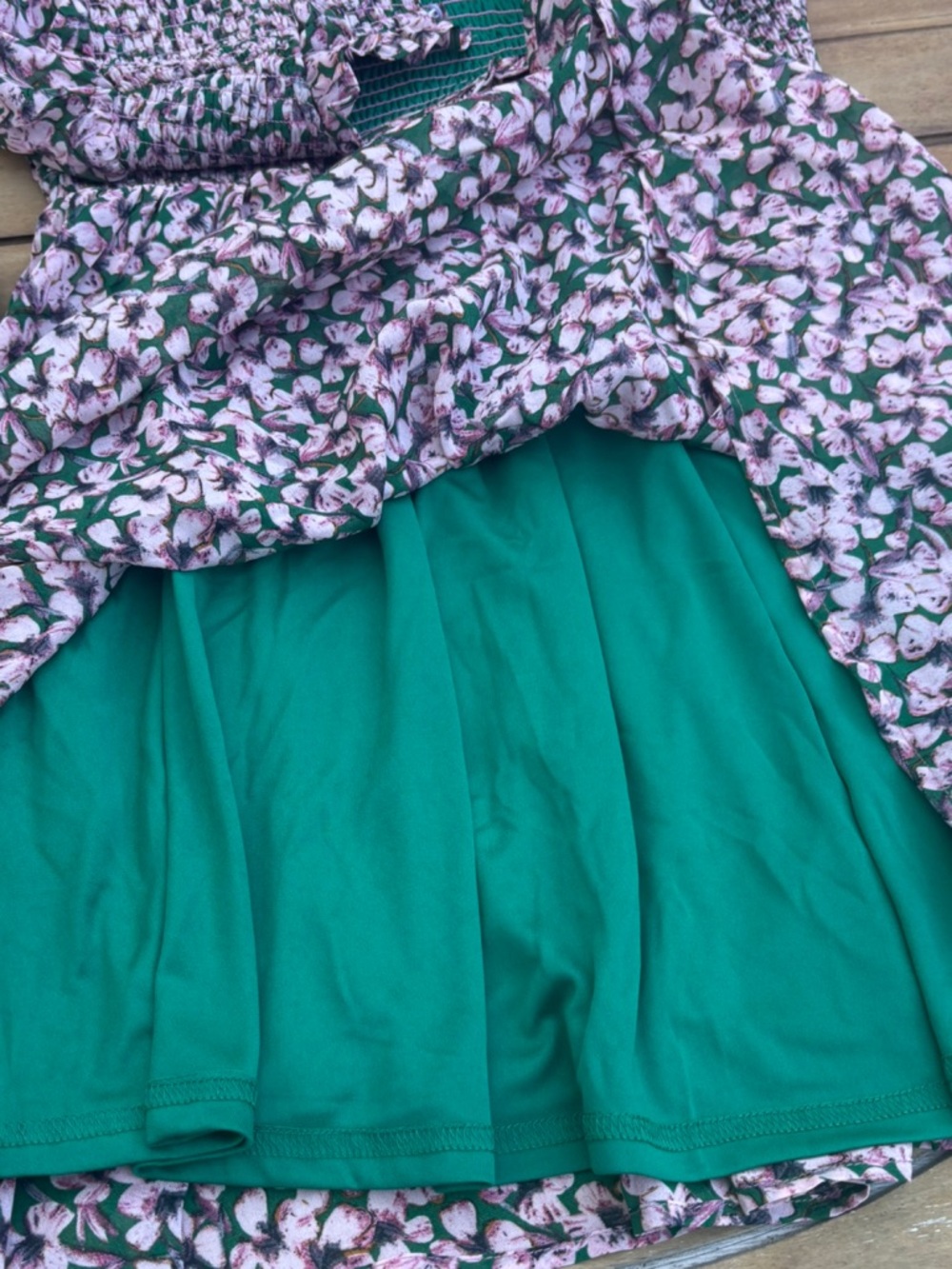 NWT Lulus Floral Forever Smocked Skater Dress - Pink & Green - Size M - Picture 8 of 12